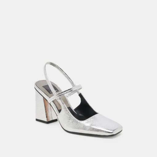 SOYER HEELS SILVER DISTRESSED LEATHER