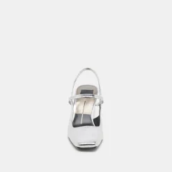 SOYER HEELS SILVER DISTRESSED LEATHER