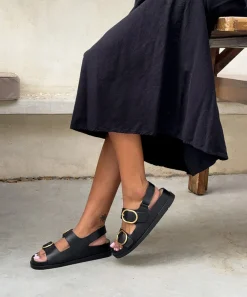 STARLA SANDALS BLACK LEATHER