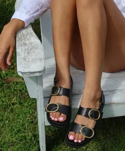 STARLA SANDALS BLACK LEATHER