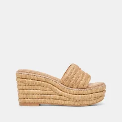THRONE WEDGES LT NATURAL RAFFIA