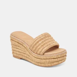 THRONE WEDGES LT NATURAL RAFFIA