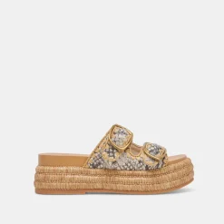 WANIKA SANDALS BLACK WHITE EMBOSSED LEATHER