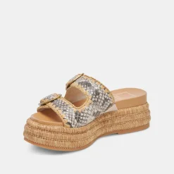 WANIKA SANDALS BLACK WHITE EMBOSSED LEATHER