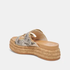 WANIKA SANDALS BLACK WHITE EMBOSSED LEATHER