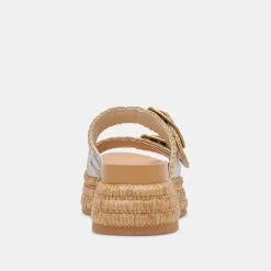 WANIKA SANDALS BLACK WHITE EMBOSSED LEATHER