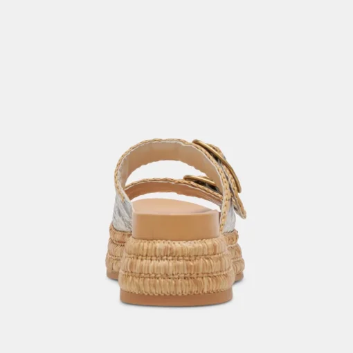 WANIKA SANDALS BLACK WHITE EMBOSSED LEATHER