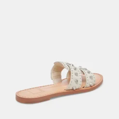 WESLA STUD SANDALS IVORY CRINKLE PATENT
