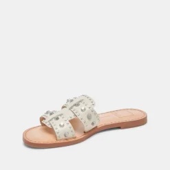 WESLA STUD SANDALS IVORY CRINKLE PATENT