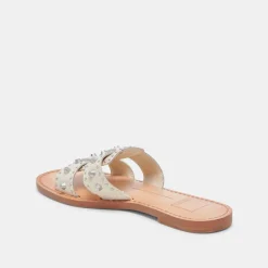 WESLA STUD SANDALS IVORY CRINKLE PATENT