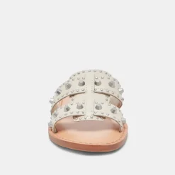 WESLA STUD SANDALS IVORY CRINKLE PATENT