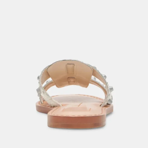 WESLA STUD SANDALS IVORY CRINKLE PATENT
