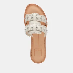 WESLA STUD SANDALS IVORY CRINKLE PATENT