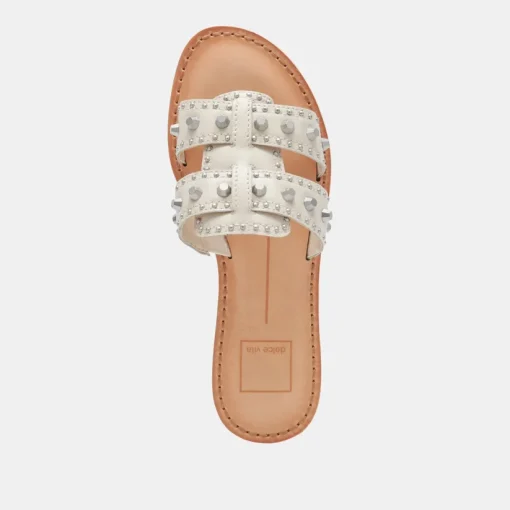 WESLA STUD SANDALS IVORY CRINKLE PATENT