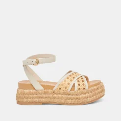 WRILEY SANDALS CREME WOVEN RAFFIA