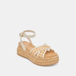 WRILEY SANDALS CREME WOVEN RAFFIA