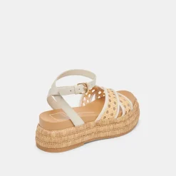 WRILEY SANDALS CREME WOVEN RAFFIA