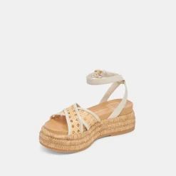 WRILEY SANDALS CREME WOVEN RAFFIA