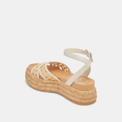 WRILEY SANDALS CREME WOVEN RAFFIA
