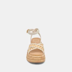 WRILEY SANDALS CREME WOVEN RAFFIA